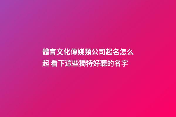 體育文化傳媒類公司起名怎么起 看下這些獨特好聽的名字-第1張-公司起名-玄機派